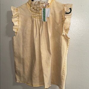 NWT Mazik Yellow Ruffle Sleeve Blouse 1X